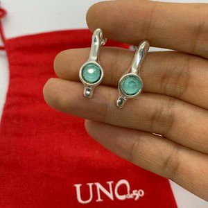 Uno de 50 Unique Earring LADIES EARRINGS With Green Crystal Silver-Plated Metal